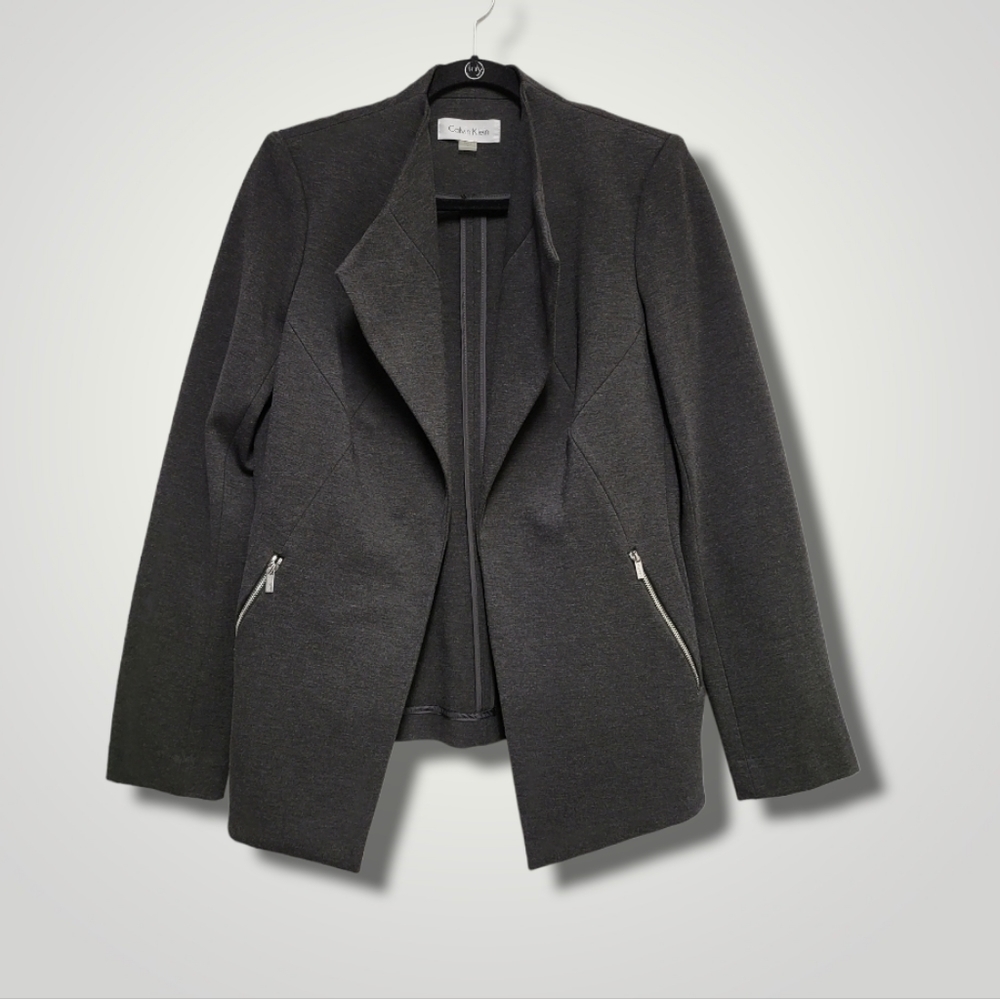 CALVIN Klein Blazer Open Front Long Sleeves Jacket Unlined
